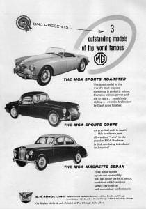 MGA Advertising - MGA Raodster, Coupe and Magnette Sedan